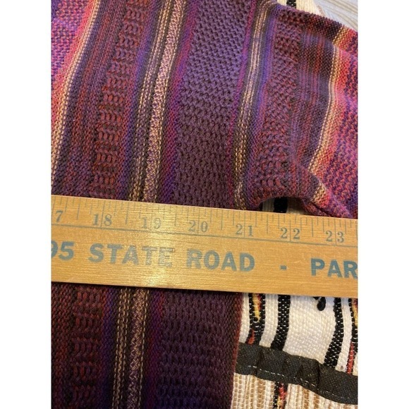 Chaps Women's Size L Tunic Sweater Southwestern Striped Faux Leather Trim Purple - Picture 4 of 12